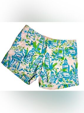Lilly Pulitzer Women's Sz 0 High Beam Lighthouse Callahan Shorts Tropical Print